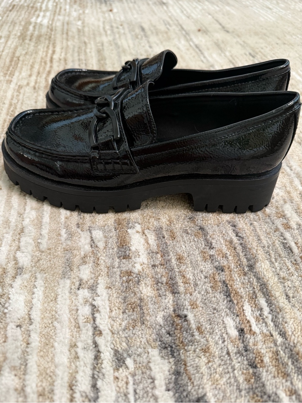 Nine West Black Patent Chain-Trim Loafers - Picture 4 of 8